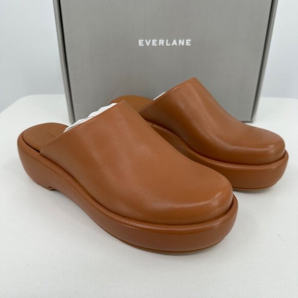 Everlane The Puffa Flatform in Brown Leather size 7 Women's Chunky Platform Clog - Picture 5 of 9